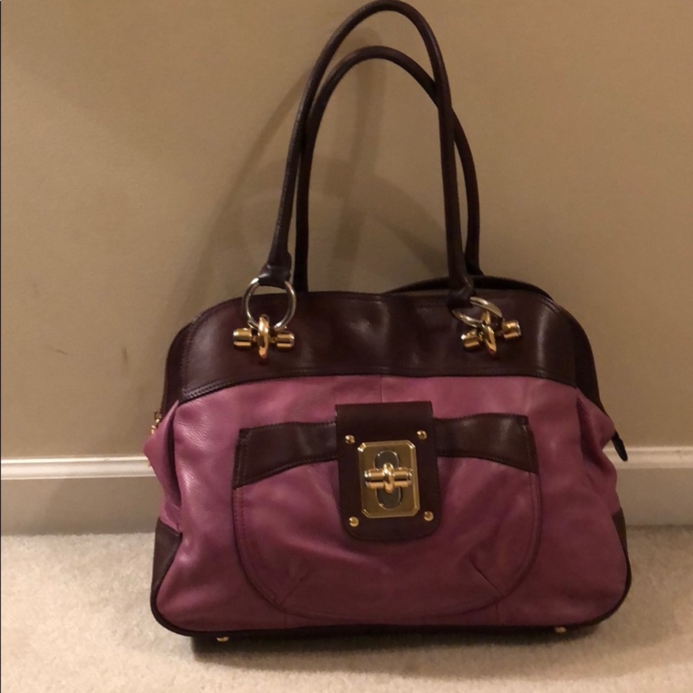 B makowsky purple leather briefcase bag